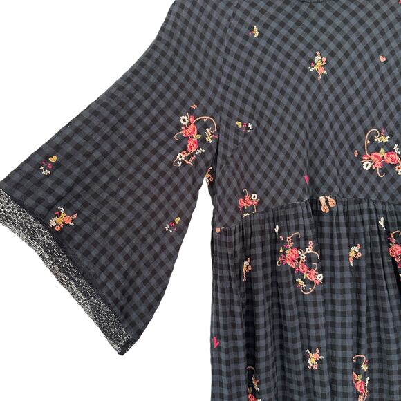 Odd Molly Dress Embroidered floral flare sleeves lace witchy whimsigoth Small XS - Picture 5 of 16